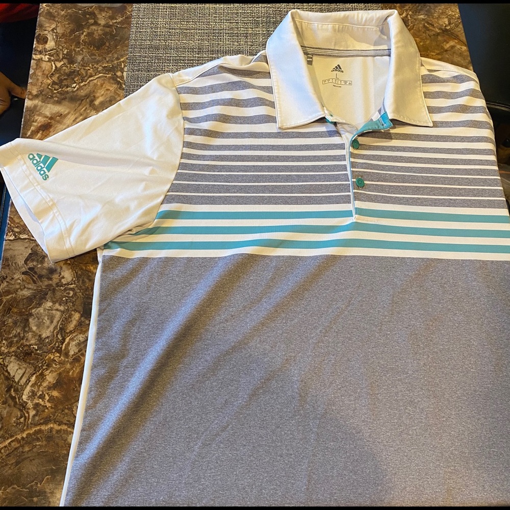 Adidas Gray/Green/White  Dry fit Polo shirt